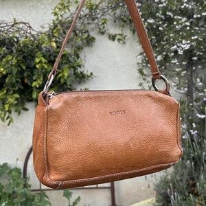 Roots Brown Leather Shoulder Bag
